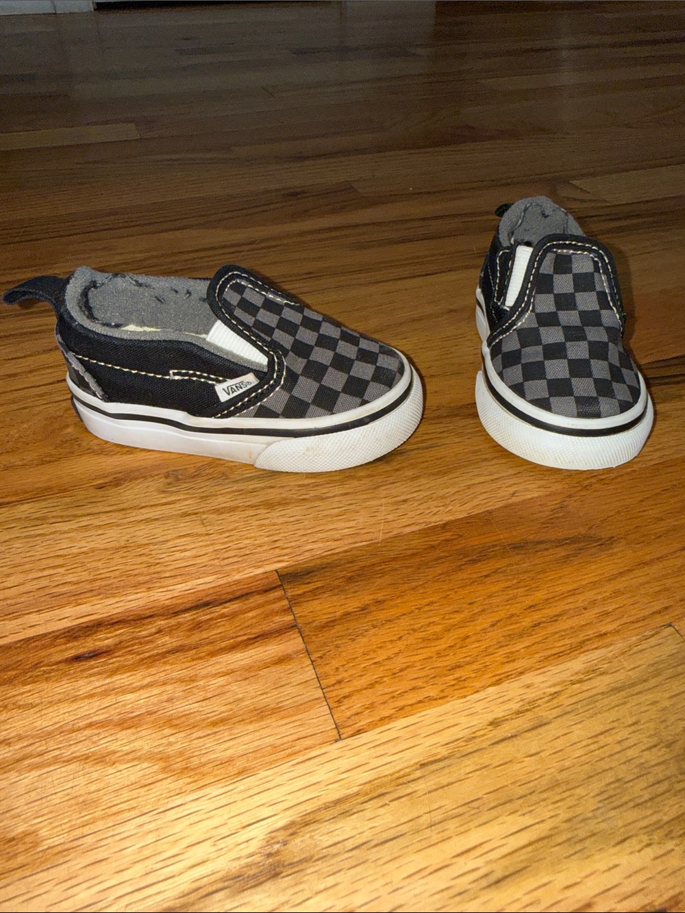 Vans Toddler Checkerboard Slip-On Sneakers - Black/Grey